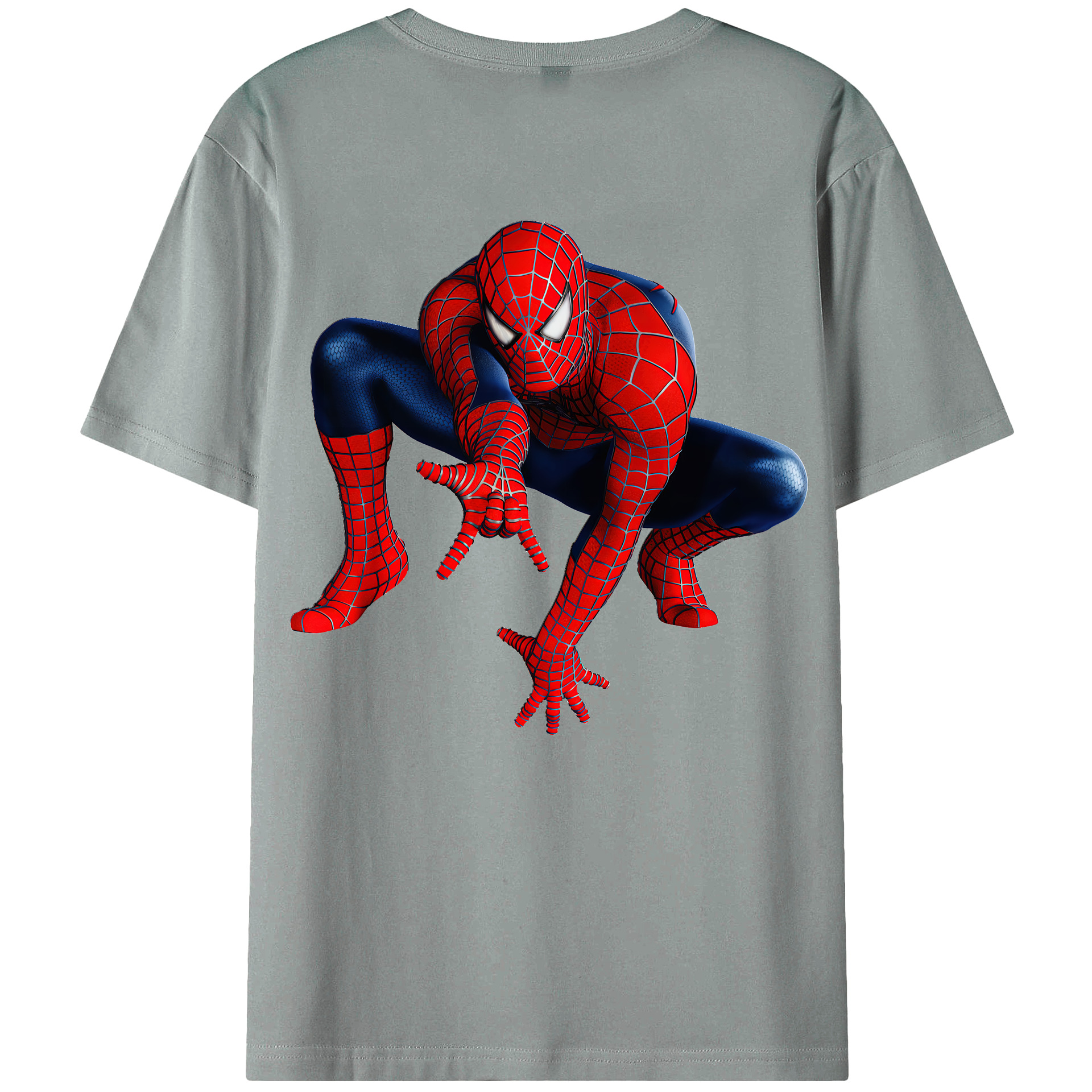 （画像用） Spider Man スパイダーマン 綿100％ メンズ半袖Tシャツ（バックプリント） 通気性